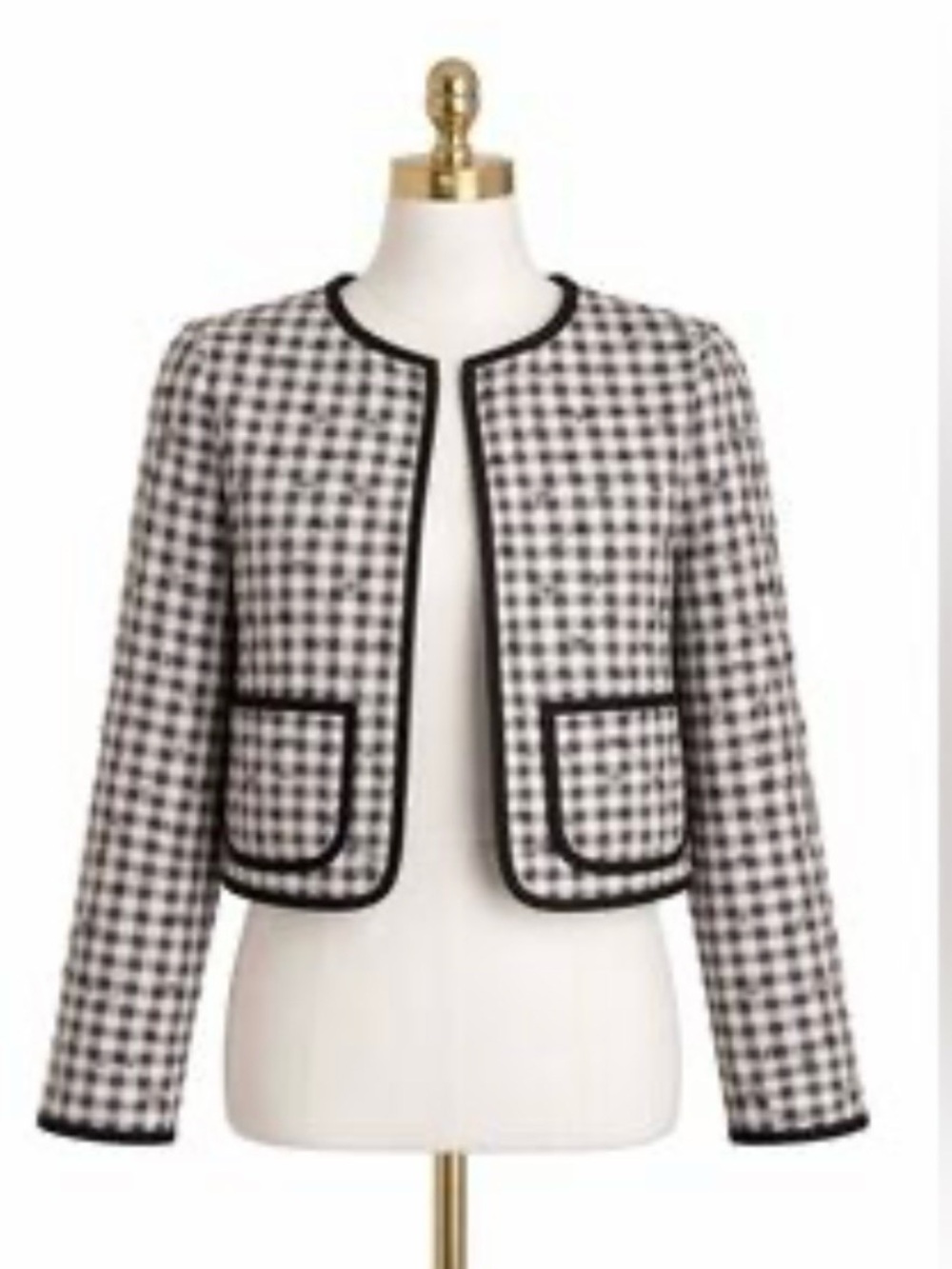 House of Harlow 1960 Black & White Houndstooth Cropped Blazer